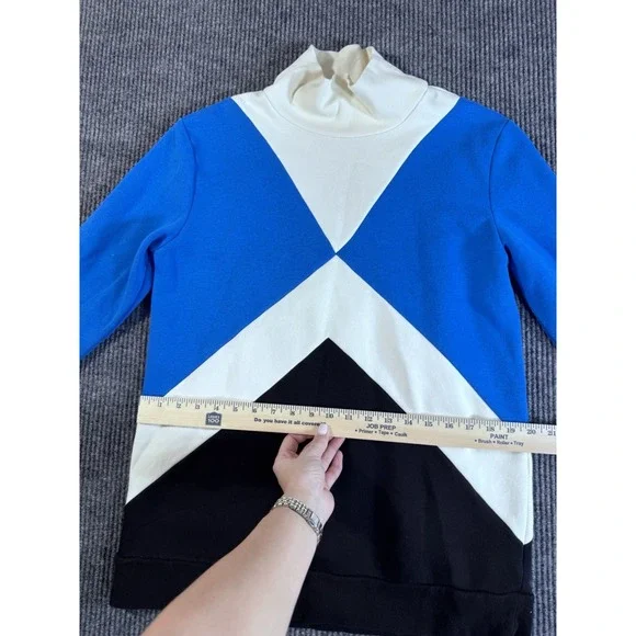 T by Talbots Women's Geometric Print Mock Neck Long Sleeve Knit Pullover Top L - Picture 8 of 8